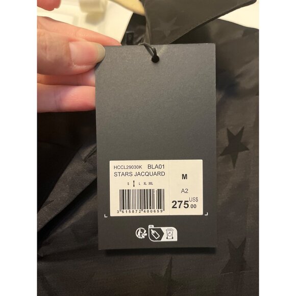 The Kooples Black Stars Jacquard Long Sleeve Shirt M 100% Viscose Elegant Mens - Picture 3 of 5